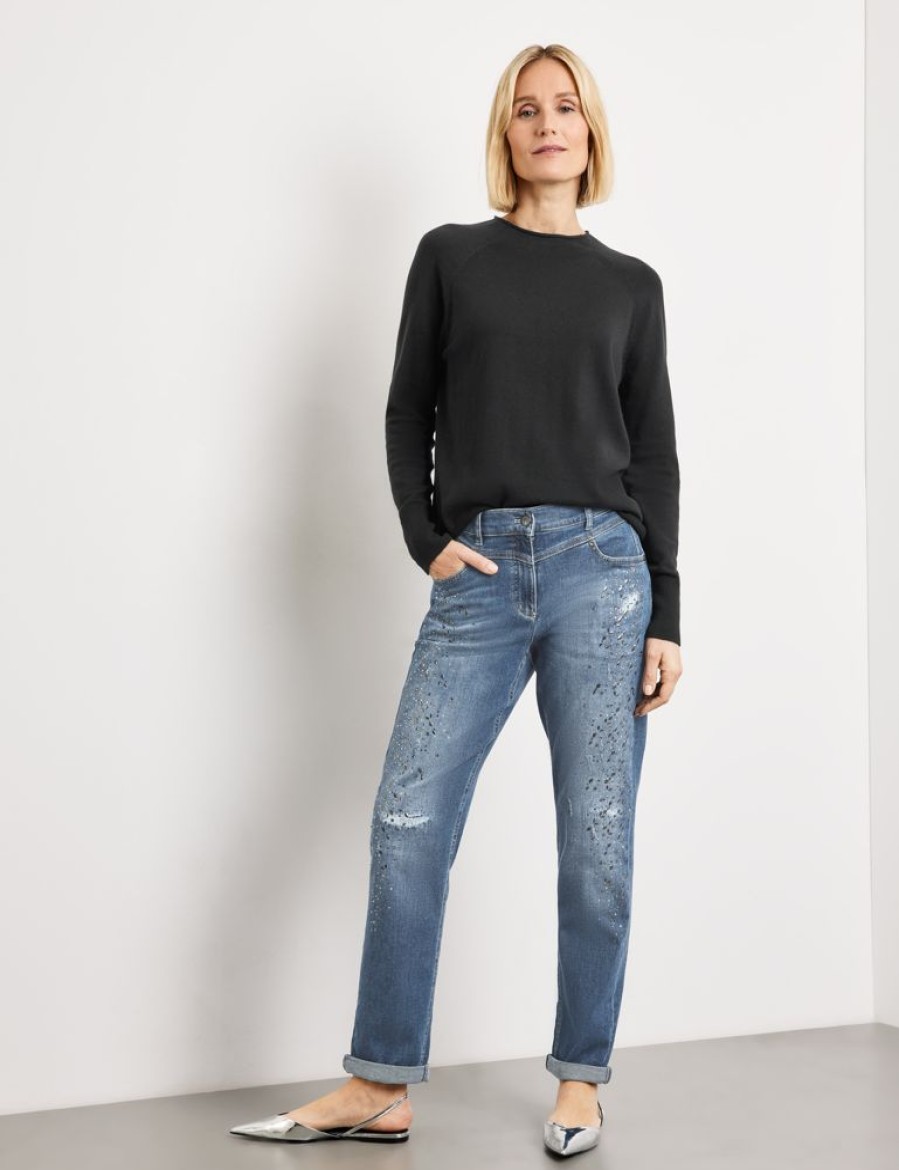 Broeken GERRY WEBER | Relaxed Fit Jeans Met Sierlijke Steentjes
