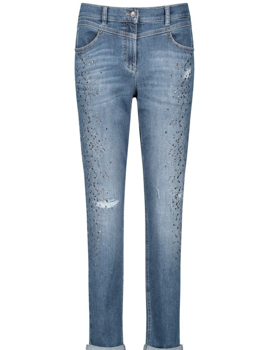 Broeken GERRY WEBER | Relaxed Fit Jeans Met Sierlijke Steentjes