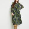 Jurken SAMOON | Midi-Jurk Met Geplisseerde Rok
